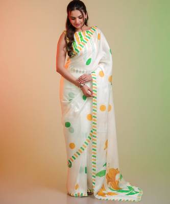 TIRCOLOR silk blend printed saree with abstract print 1