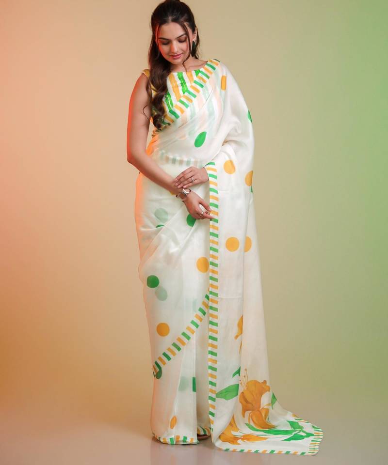 TIRCOLOR silk blend printed saree with abstract print
