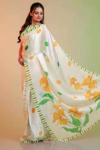 TIRCOLOR silk blend printed saree with abstract print