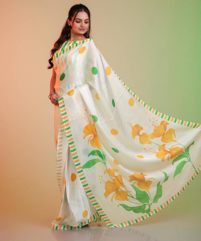 TIRCOLOR silk blend printed saree with abstract print