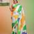 TRICOLOR silk blend printed saree with abstract print