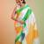 TRICOLOR silk blend printed saree with abstract print