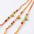set of 3 artificial beads orange thread rakhi with roli chawal chandan mishri