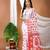 white linen printed saree with abstract print
