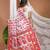 white linen printed saree with abstract print