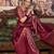 wine silk blend zari woven saree
