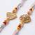 set of 2 gold toned artificial stones & beads thread rakhi with roli chawal chandan