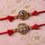 set of 2 gold toned artificial stones thread rakhi with roli chawal chandan mishri