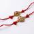 set of 2 gold toned artificial stones thread rakhi with roli chawal chandan mishri
