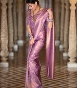 purple silk blend zari woven saree