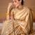 beige silk blend zari woven saree