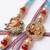 set of 2 multicolor artificial beads thread rakhi with roli chawal chandan mishri