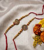 set of 2 peacock & ghungroo design multicolor thread rakhi with roli chawal chandan