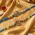 set of 2 multicolor artificial stones & beads thread rakhi with roli chawal chandan