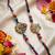 set of 2 multicolor artificial stones & beads thread rakhi with roli chawal chandan