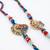 set of 2 multicolor artificial stones & beads thread rakhi with roli chawal chandan