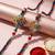 set of 2 multicolor artificial stones & beads thread rakhi with roli chawal chandan