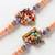set of 2 krishna ji & ganesh ji beaded religious thread rakhi with roli chawal