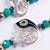 set of 2 silver toned beaded religious thread rakhi with roli chawal chandan mishri