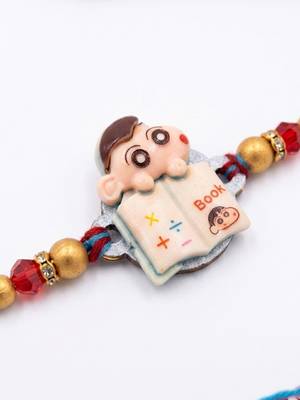 kids shinchan character artificial beads thread rakhi with roli chawal chandan mishri 4