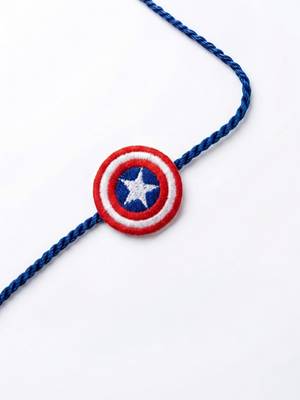 stylish red & blue avengers design kids rakhi with roli chawal chandan mishri 3