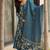 Floral printed muslin v neck blue anarkali set