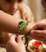 kids hulk character artificial beads thread rakhi with roli chawal chandan mishri