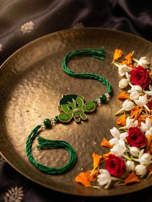 kids hulk character artificial beads thread rakhi with roli chawal chandan mishri 4