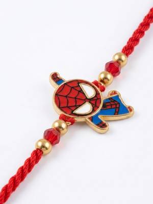 kids spider man character artificial beads thread rakhi with roli chawal chandan 4