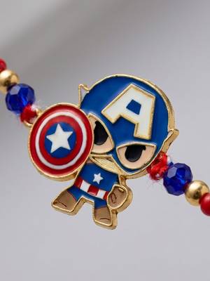 kids avengers character artificial beads thread rakhi with roli chawal chandan mishri 3
