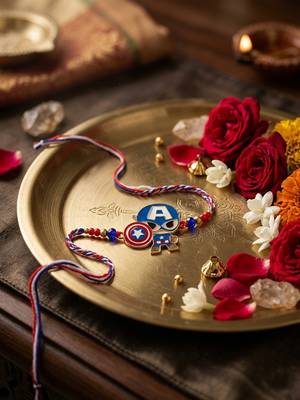 kids avengers character artificial beads thread rakhi with roli chawal chandan mishri 5