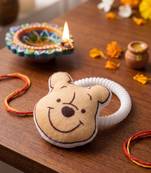 kids pooh character artificial beads rakhi with roli chawal chandan mishri