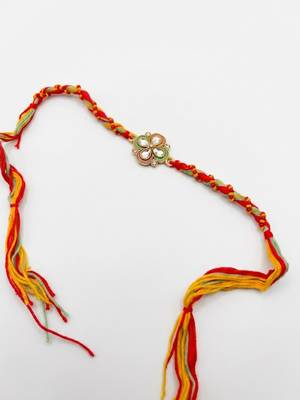 traditional artificial stones thread rakhi with roli chawal chandan mishri 5