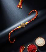 artificial beads decorative om design religious thread rakhi with roli chawal chandan
