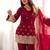 Maroon heavy embroidered crunchy silk kurta set with bell bottom