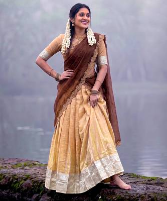 Woven Silk Blend Lehenga Choli with Embroidered Dupatta 1
