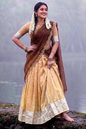 Woven Silk Blend Lehenga Choli with Embroidered Dupatta