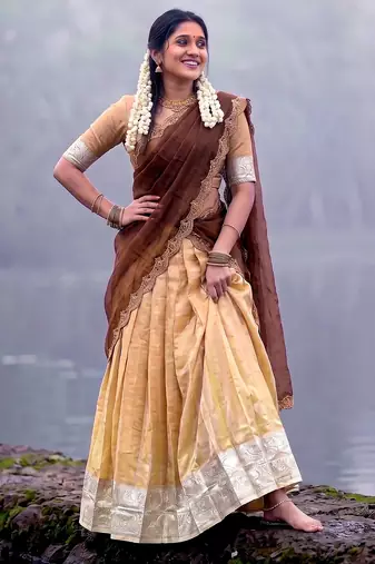 Woven Silk Blend Lehenga Choli with Embroidered Dupatta
