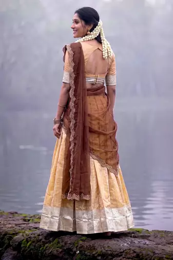 Woven Silk Blend Lehenga Choli with Embroidered Dupatta