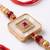 square design multicolor artificial stones & pearls thread rakhi with roli chawal