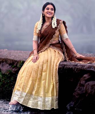 Woven Silk Blend Lehenga Choli with Embroidered Dupatta 4