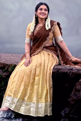 Woven Silk Blend Lehenga Choli with Embroidered Dupatta