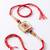 square design multicolor artificial stones & pearls thread rakhi with roli chawal