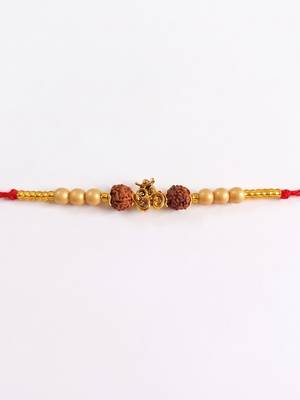 om design rudraksh thread rakhi with roli chawal chandan mishri 5