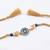 round artificial stones & beads brown thread rakhi with roli chawal chandan mishri