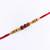religious rudraksh & red thread rakhi with roli chawal chandan mishri