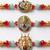 multicolor set of 3 artificial stones religious thread rakhi with roli chawal chandan