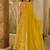 Floral printed muslin square neck dark-yellow anarkali set