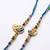set of 2 krishna & peacock design artificial beads thread rakhi with roli chawal