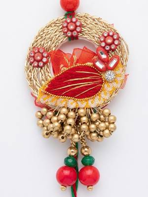 set of 2 artificial beads bhaiya bhabhi rakhi with roli chawal chandan mishri 5